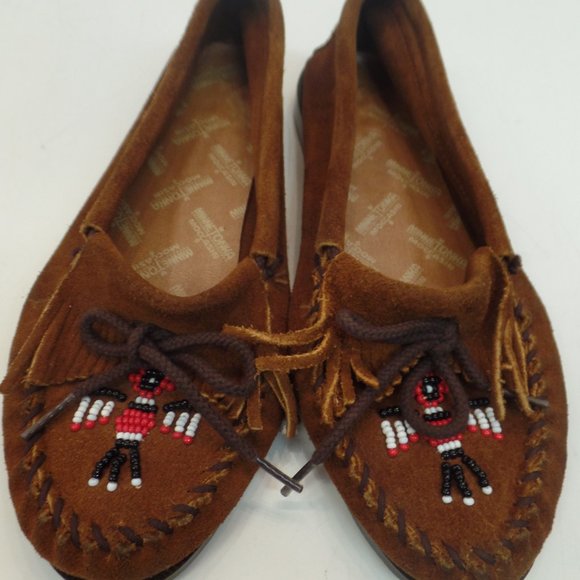 Minnetonka Women's Leather Moccasin Sz 8 W Beading - Picture 13 of 14